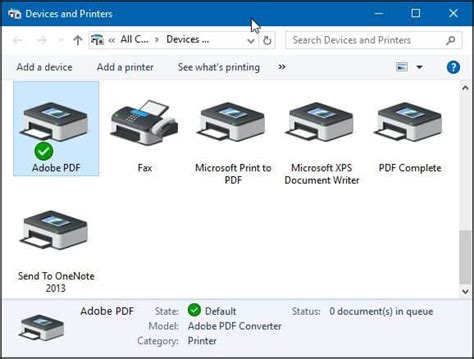 settings printers and devices